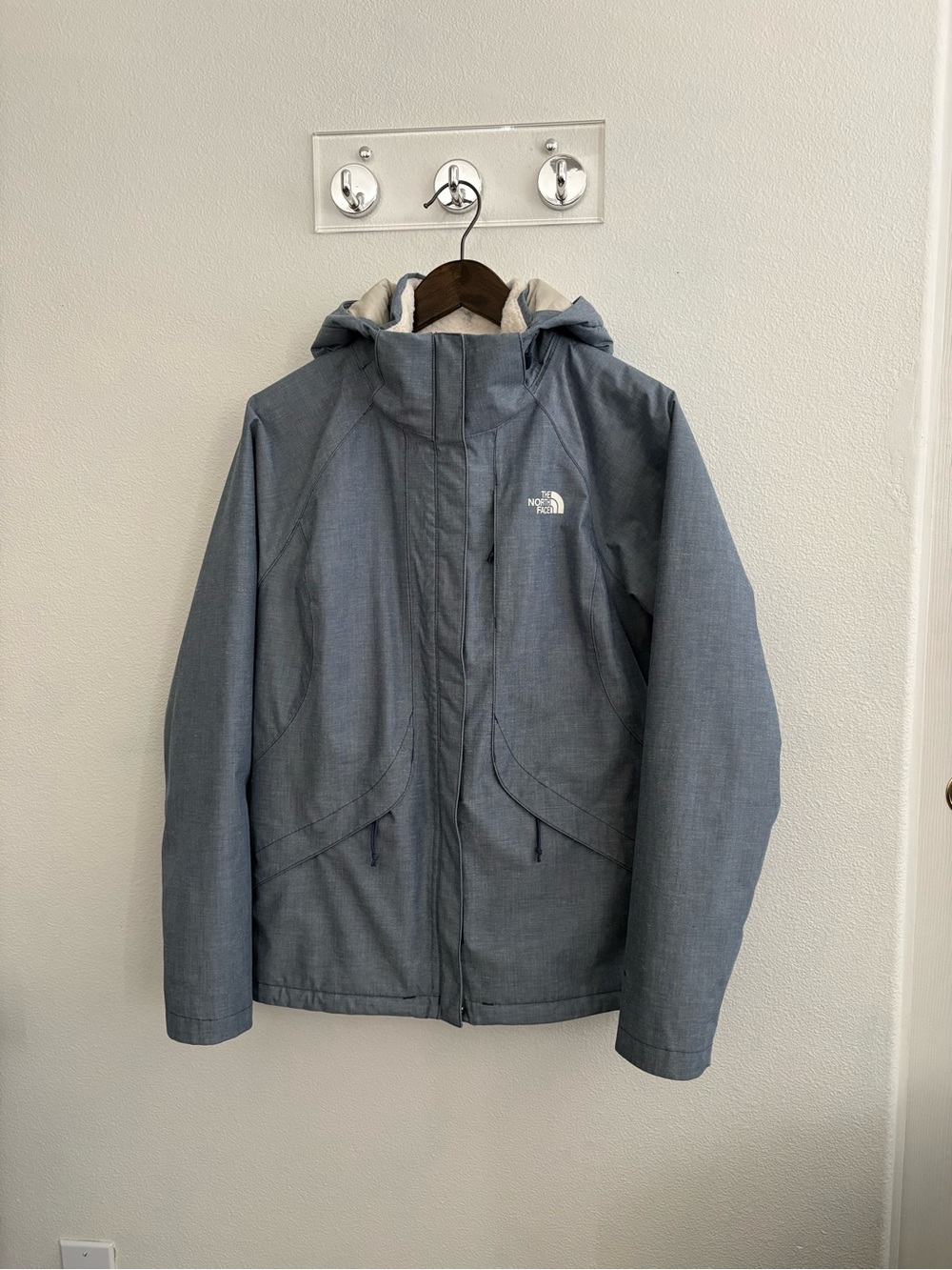 The North Face Women's Heathered Blue Hooded Dryvent Jacket